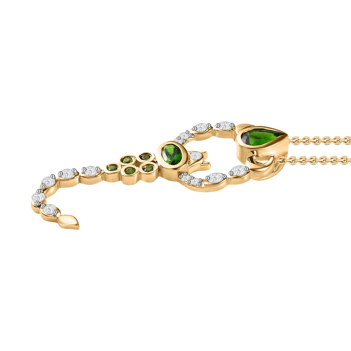 GP Trionfo Kollektion - Natürlicher Chromdiopsid Schmuckset 925 Silber Gelbgold Vermeil ca. 1,17 ct.