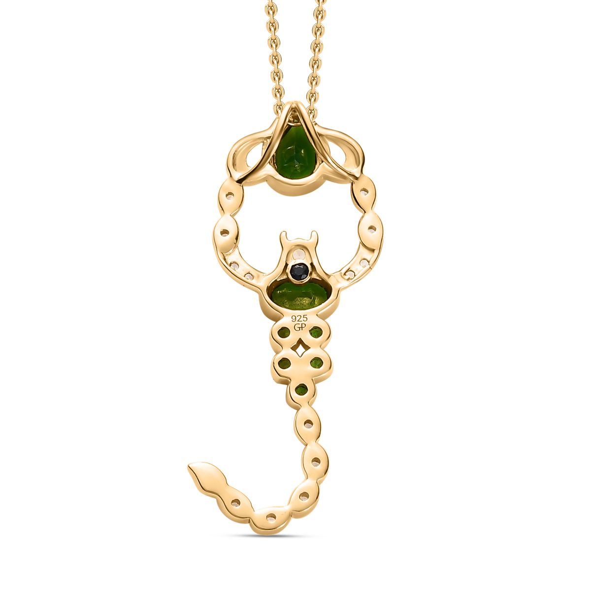 GP Trionfo Kollektion - Natürlicher Chromdiopsid Schmuckset 925 Silber Gelbgold Vermeil ca. 1,17 ct.