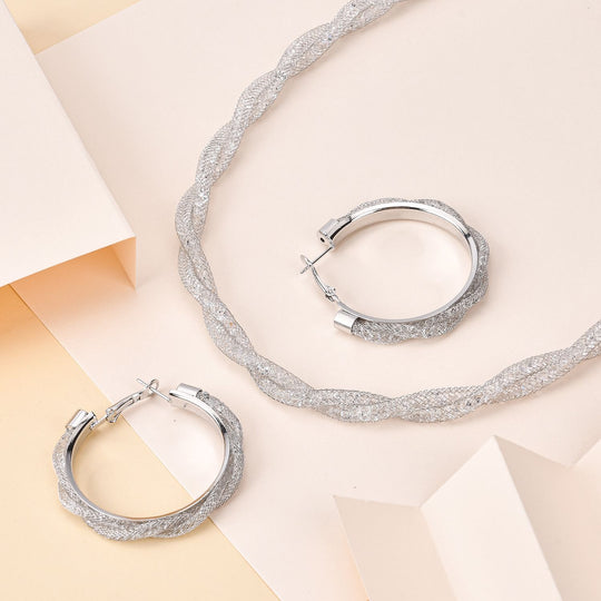 Weißer Kristall Schmuckset Reines Messing