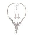 2er Set - Weißer Kristall Halskette und Ohrringe Schmuckset, Messing