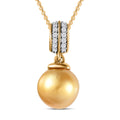 Goldene Südsee Perle, Moissanit Schmuckset 925 Silber Gelbgold Vermeil