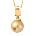 Goldene Südsee Perle, Moissanit Schmuckset 925 Silber Gelbgold Vermeil