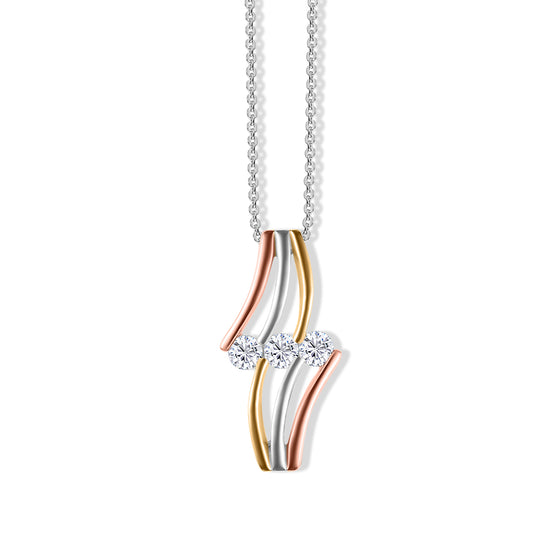 Moissanit Anhänger mit 50cm Kette, 925 Silber Gelbgold Vermeil - 0,70 ct.
