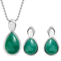 Grüner Onyx Schmuckset  Edelstahl ca. 12,22 ct.