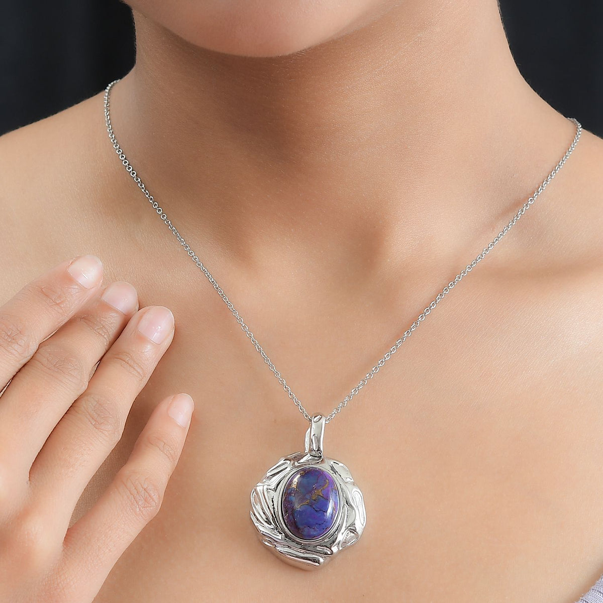 Lila Türkis Schmuckset  Edelstahl ca. 17,18 ct.