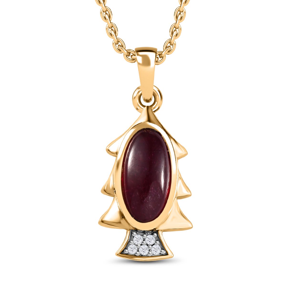 Afrikanischer Rubin (Fissure gefüllt), Kanchanaburi Blauer Saphir Anhänger mit Kette ca. 45 cm, 925 Silber Gelbgold Vermeil ca. 3.76 ct