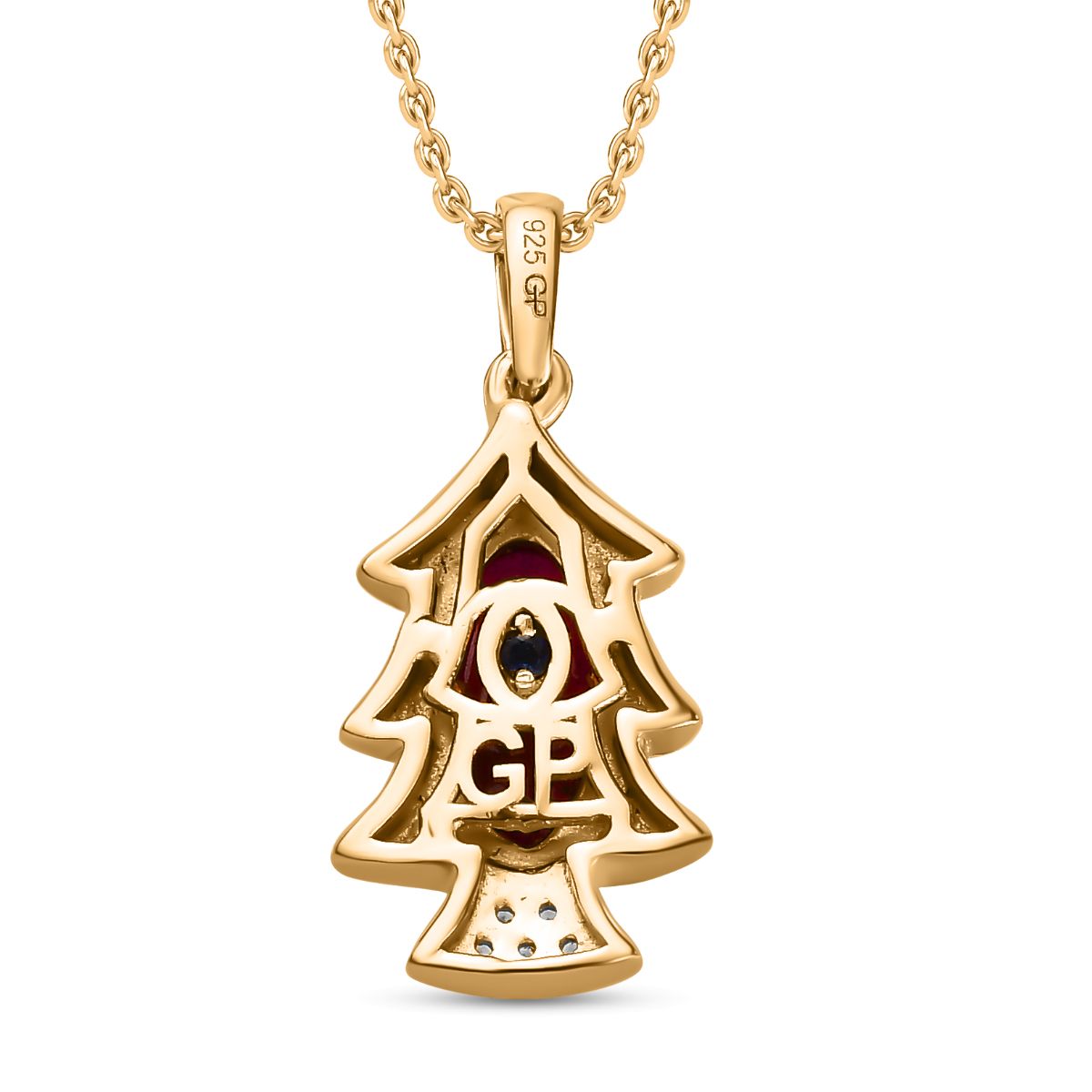 Afrikanischer Rubin (Fissure gefüllt), Kanchanaburi Blauer Saphir Anhänger mit Kette ca. 45 cm, 925 Silber Gelbgold Vermeil ca. 3.76 ct