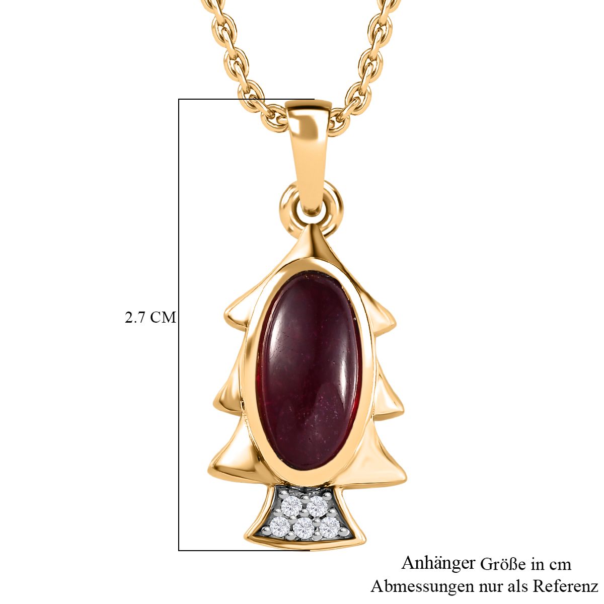 Afrikanischer Rubin (Fissure gefüllt), Kanchanaburi Blauer Saphir Anhänger mit Kette ca. 45 cm, 925 Silber Gelbgold Vermeil ca. 3.76 ct