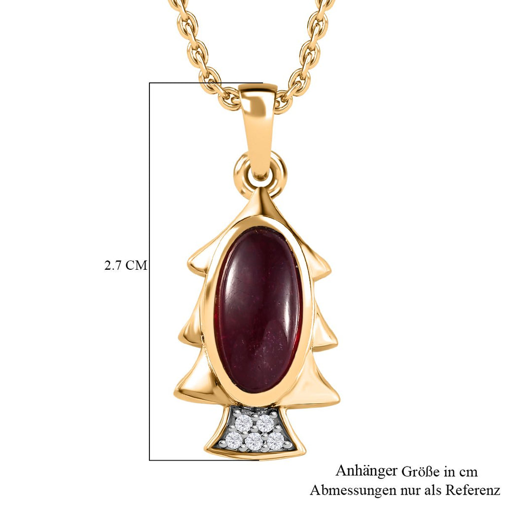 Afrikanischer Rubin (Fissure gefüllt), Kanchanaburi Blauer Saphir Anhänger mit Kette ca. 45 cm, 925 Silber Gelbgold Vermeil ca. 3.76 ct