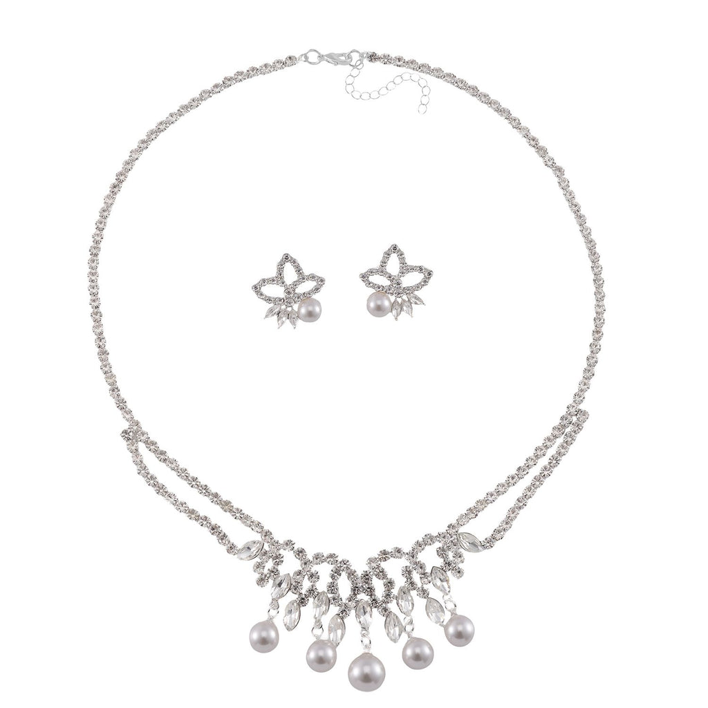 Weiße Muschelkernperle Schmuckset Messing