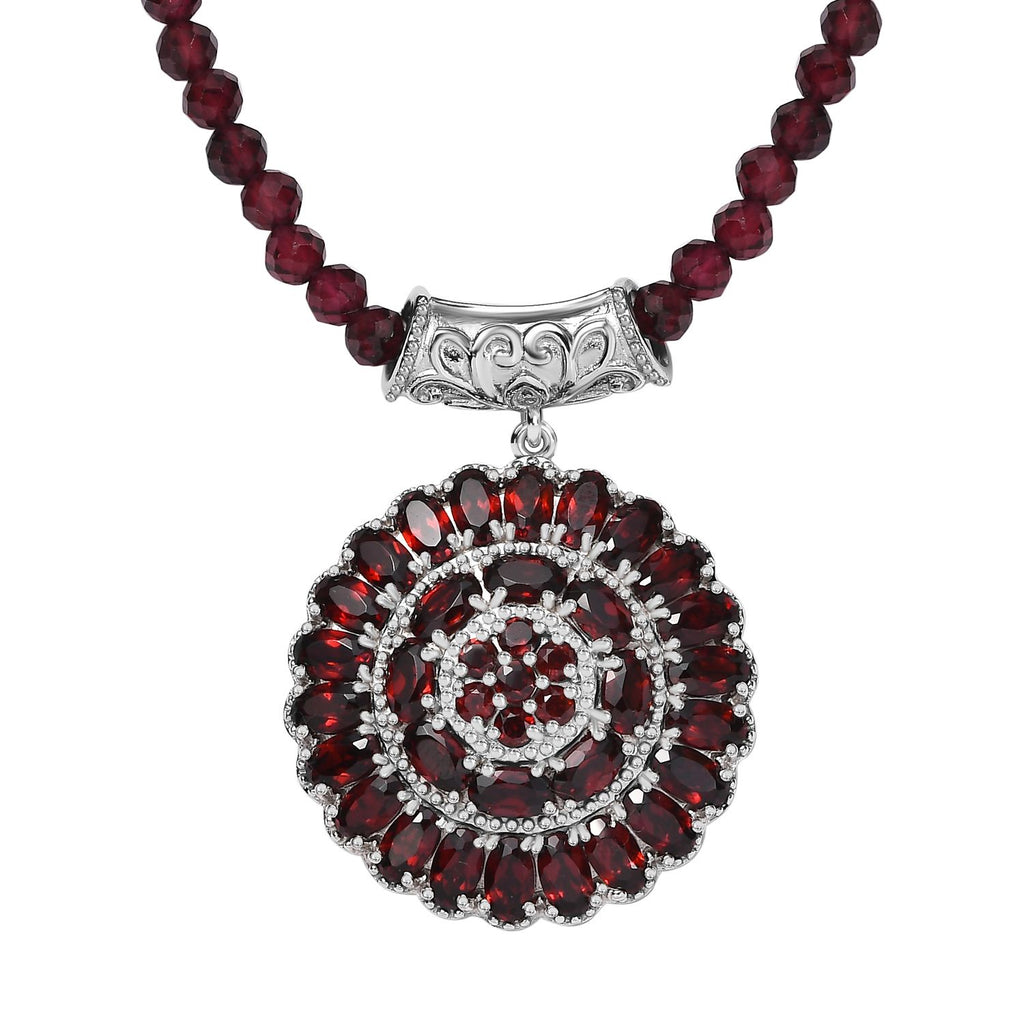 Mosambik Granat Anhänger mit Kette, 925 Silber platiniert, ca. 53.80 ct