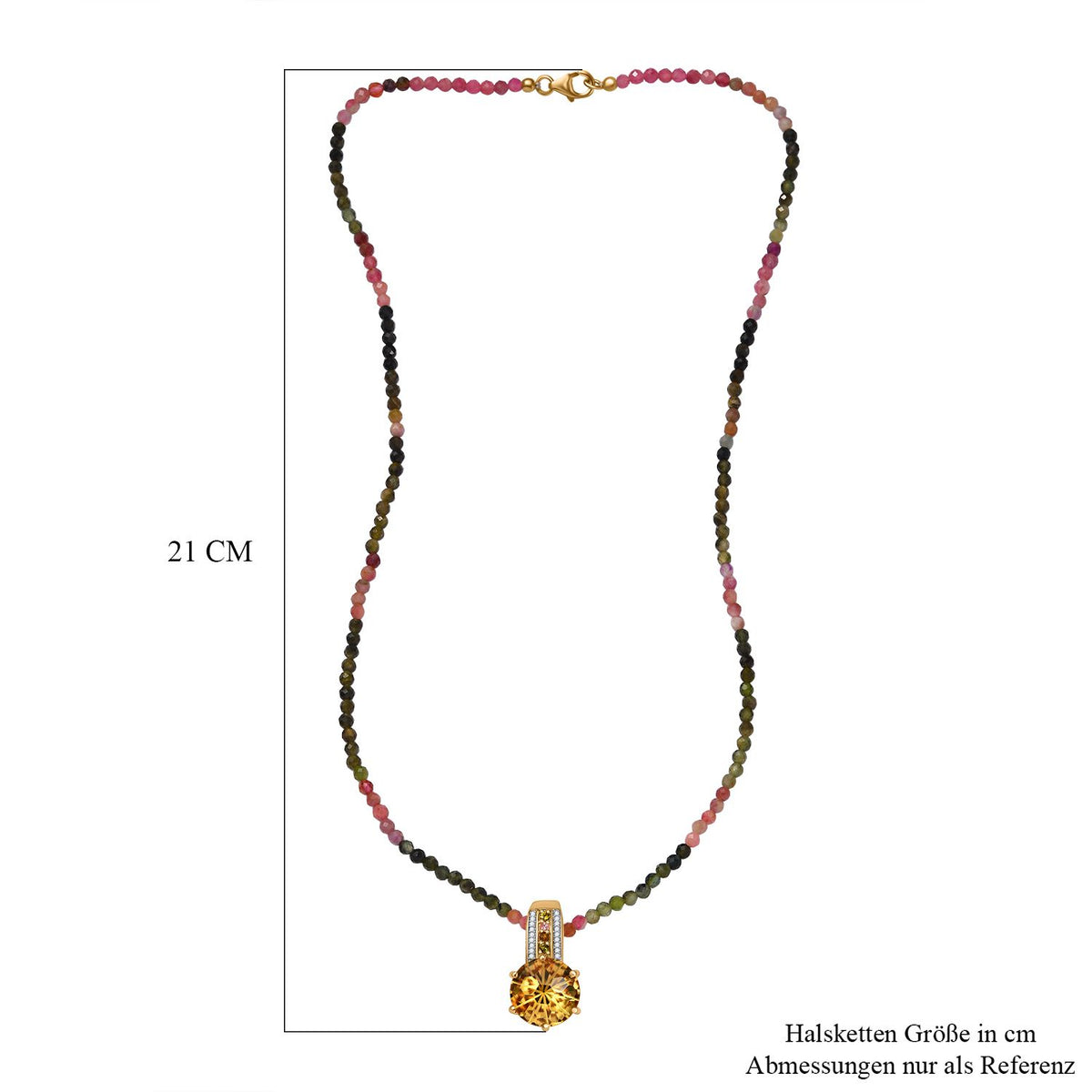 Citrin, Mehrfarbig-Turmalin Schmuckset 925 Silber Gelbgold Vermeil ca. 45,37 ct.