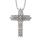 Mehrfarbiger Edelstein-Kreuz-Anhänger mit Kette ca 45 cm, 925 Silber rhodiniert ca. 8.75 ct