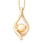 Goldene Südsee Perle (8-10 mm), Moissanit Schmuckset 925 Silber Gelbgold Vermeil