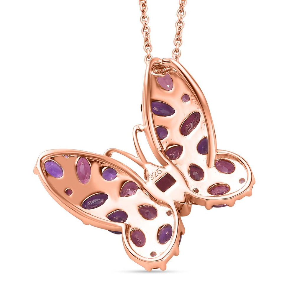 Rhodolith Granat Schmuckset 925 Silber Roségold Vermeil ca. 4,12 ct.