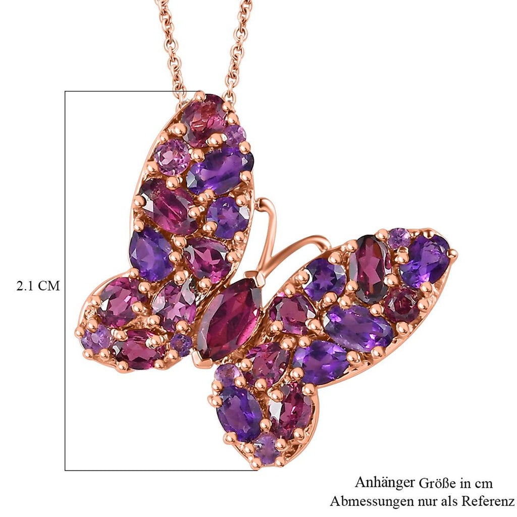 Rhodolith Granat Schmuckset 925 Silber Roségold Vermeil ca. 4,12 ct.