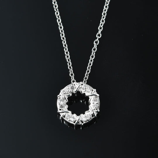 Granat Zirkonia Anhänger mit Kette, 925 Silber und Edelstahl