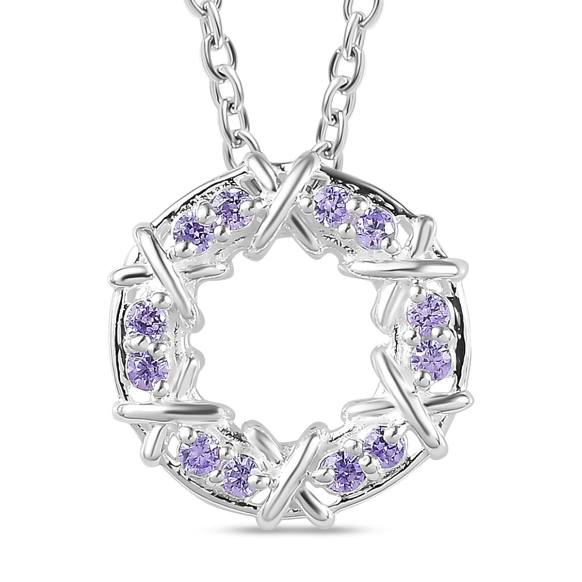LUSTRO STELLA - Blauer Zirkonia Anhänger mit Kette ca. 50 cm, 925 Silber und 316L Edelstahl