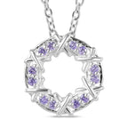 LUSTRO STELLA - Blauer Zirkonia Anhänger mit Kette ca. 50 cm, 925 Silber und 316L Edelstahl