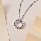 LUSTRO STELLA - Blauer Zirkonia Anhänger mit Kette ca. 50 cm, 925 Silber und 316L Edelstahl