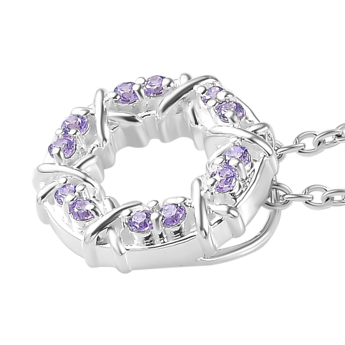 LUSTRO STELLA - Blauer Zirkonia Anhänger mit Kette ca. 50 cm, 925 Silber und 316L Edelstahl