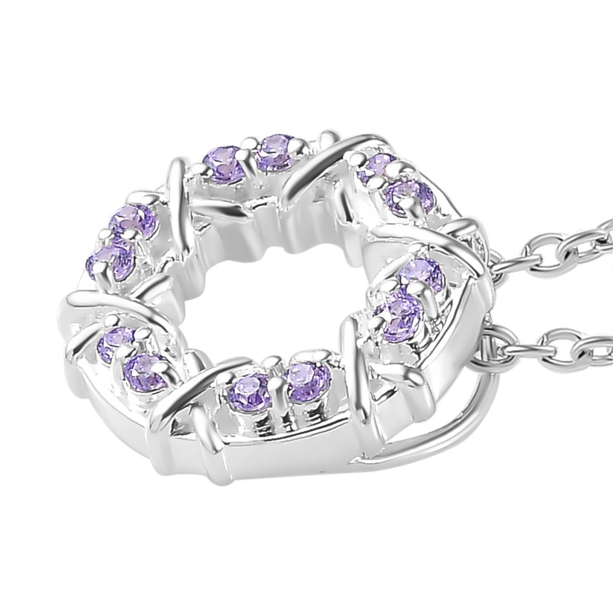 LUSTRO STELLA - Blauer Zirkonia Anhänger mit Kette ca. 50 cm, 925 Silber und 316L Edelstahl