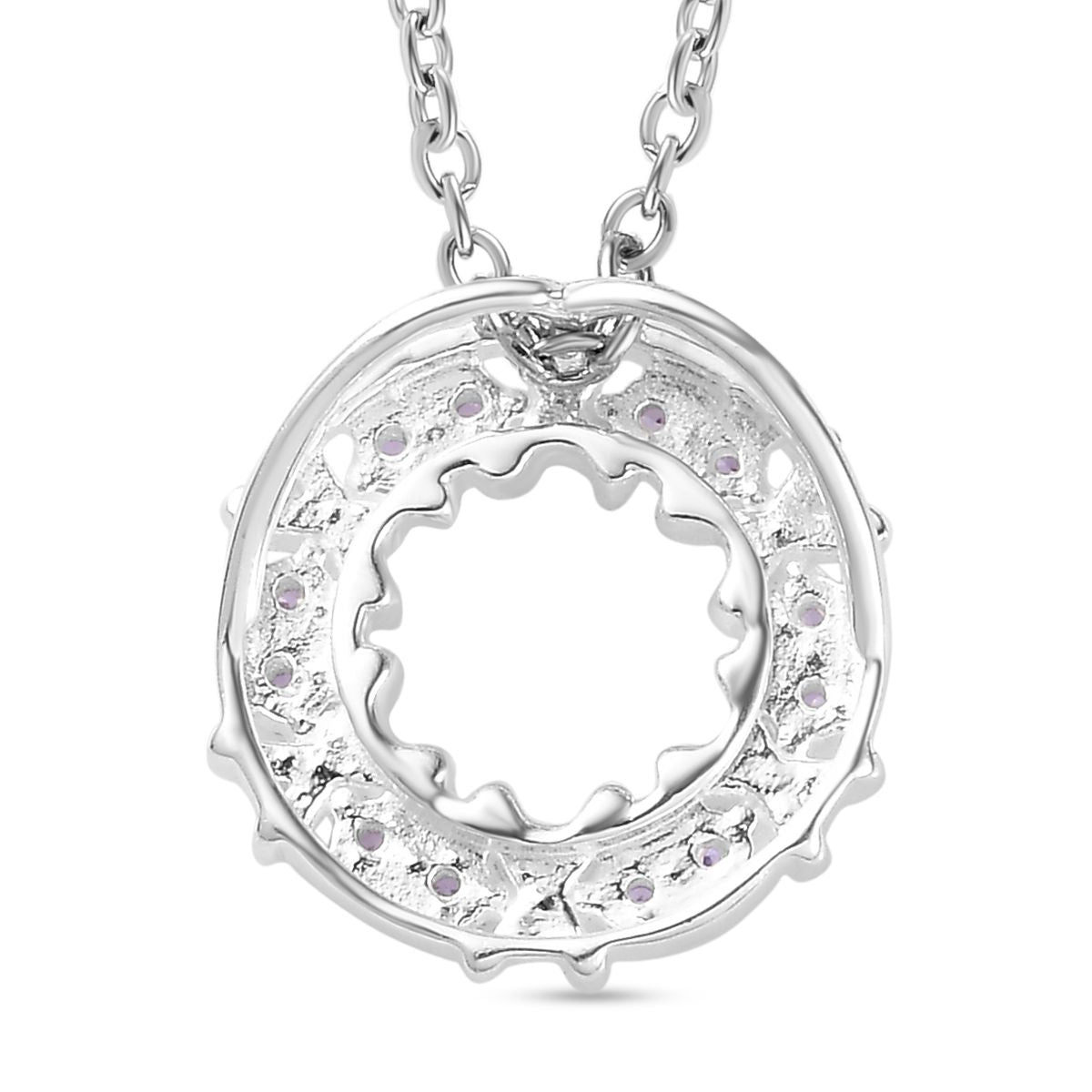LUSTRO STELLA - Blauer Zirkonia Anhänger mit Kette ca. 50 cm, 925 Silber und 316L Edelstahl
