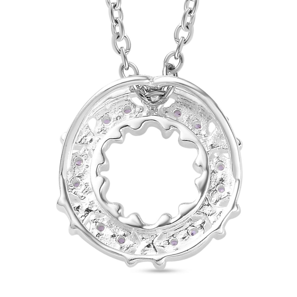 LUSTRO STELLA - Blauer Zirkonia Anhänger mit Kette ca. 50 cm, 925 Silber und 316L Edelstahl