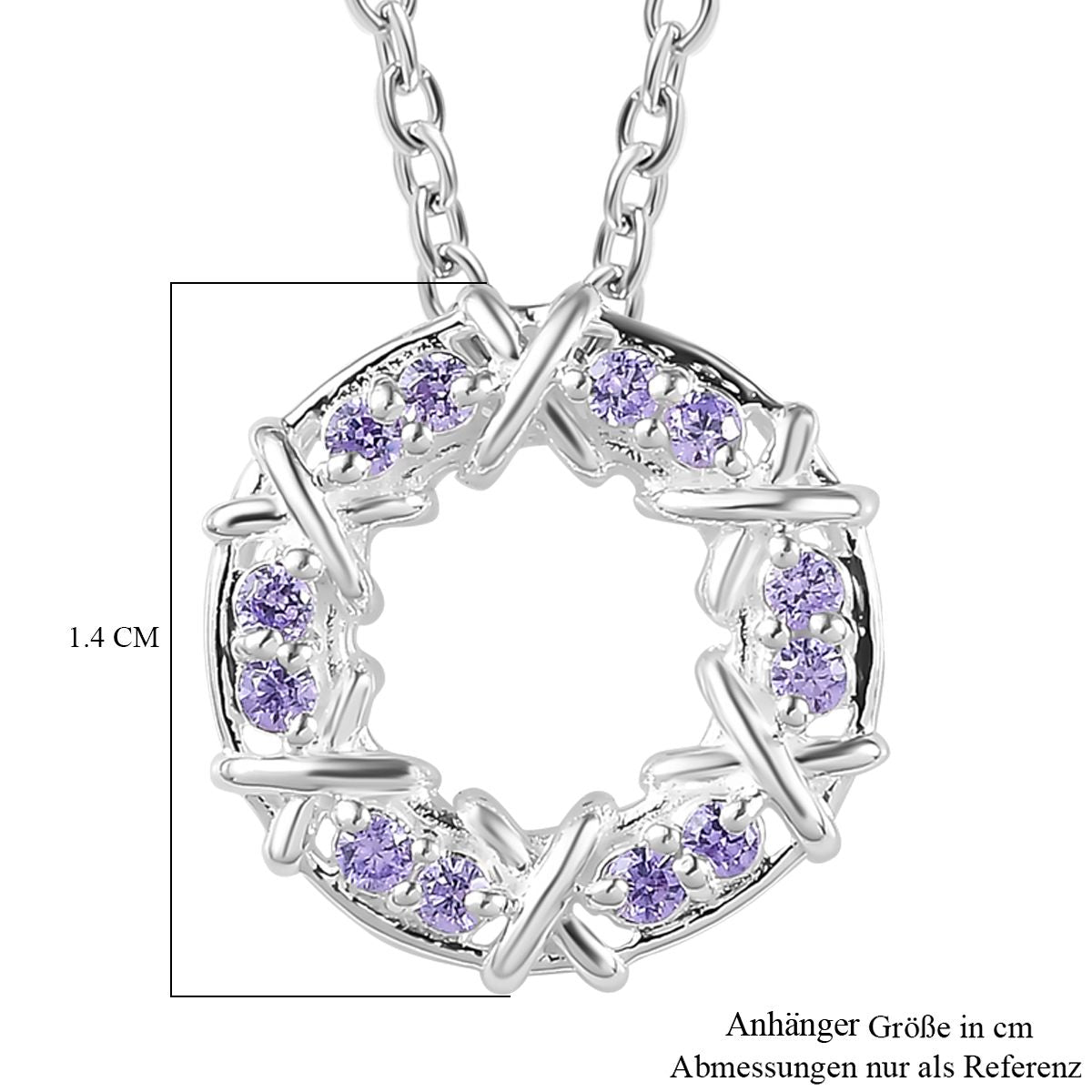 LUSTRO STELLA - Blauer Zirkonia Anhänger mit Kette ca. 50 cm, 925 Silber und 316L Edelstahl
