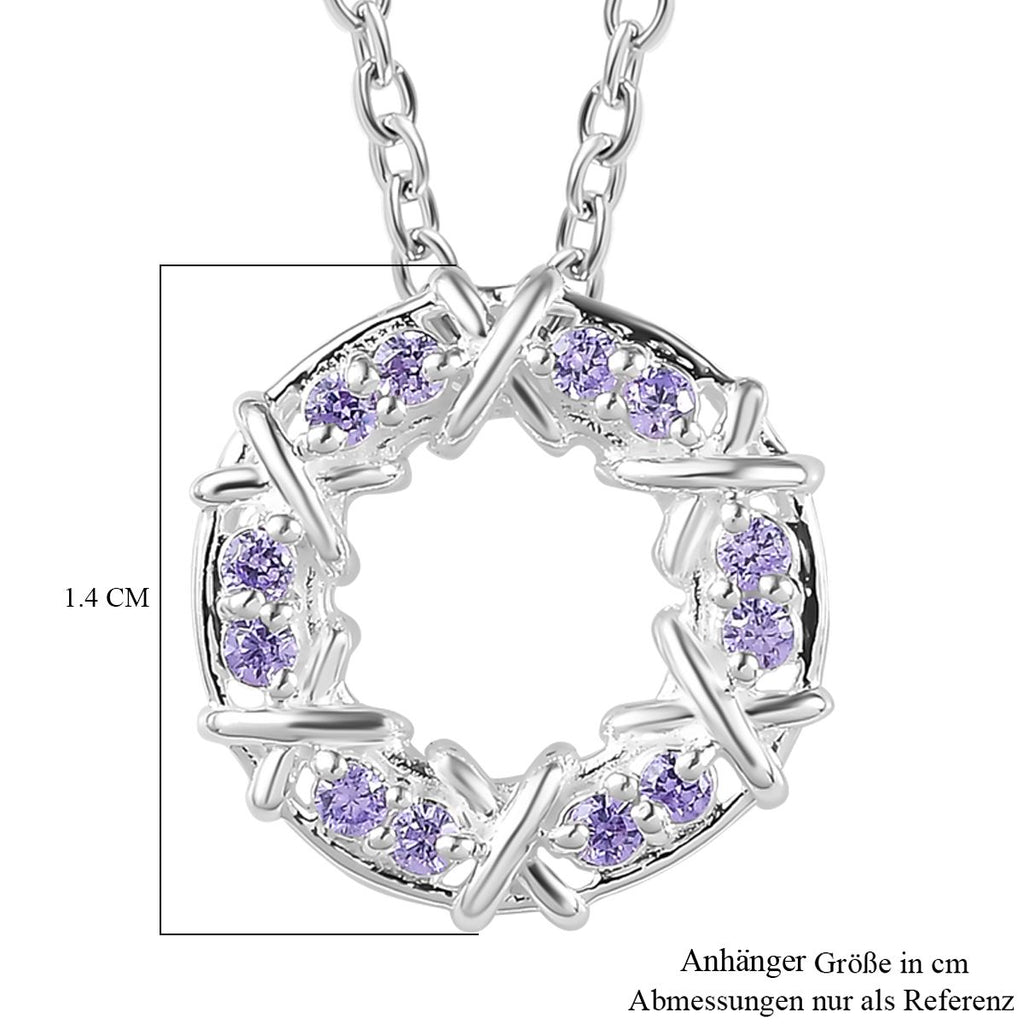 LUSTRO STELLA - Blauer Zirkonia Anhänger mit Kette ca. 50 cm, 925 Silber und 316L Edelstahl