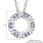 LUSTRO STELLA - Blauer Zirkonia Anhänger mit Kette ca. 50 cm, 925 Silber und 316L Edelstahl