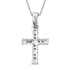 Grüner Zirkonia Anhänger mit Kette ca. 50 cm, 925 Silber und 316L Edelstahl