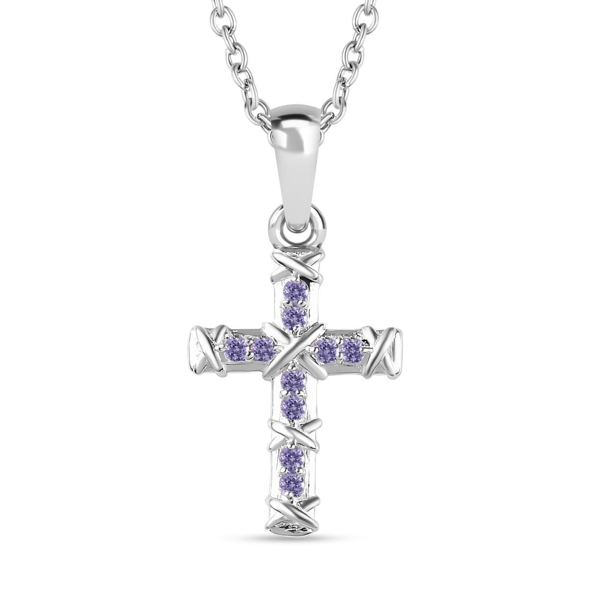 Blauer Zirkonia Anhänger mit Kette, 925 Silber und 316L Edelstahl