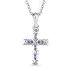 Blauer Zirkonia Anhänger mit Kette, 925 Silber und 316L Edelstahl