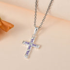 Blauer Zirkonia Anhänger mit Kette, 925 Silber und 316L Edelstahl