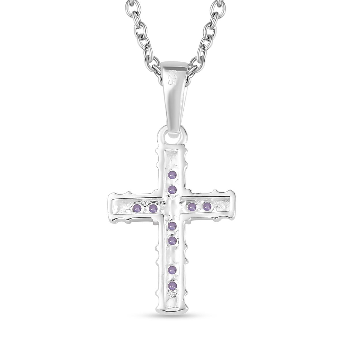 Blauer Zirkonia Anhänger mit Kette, 925 Silber und 316L Edelstahl