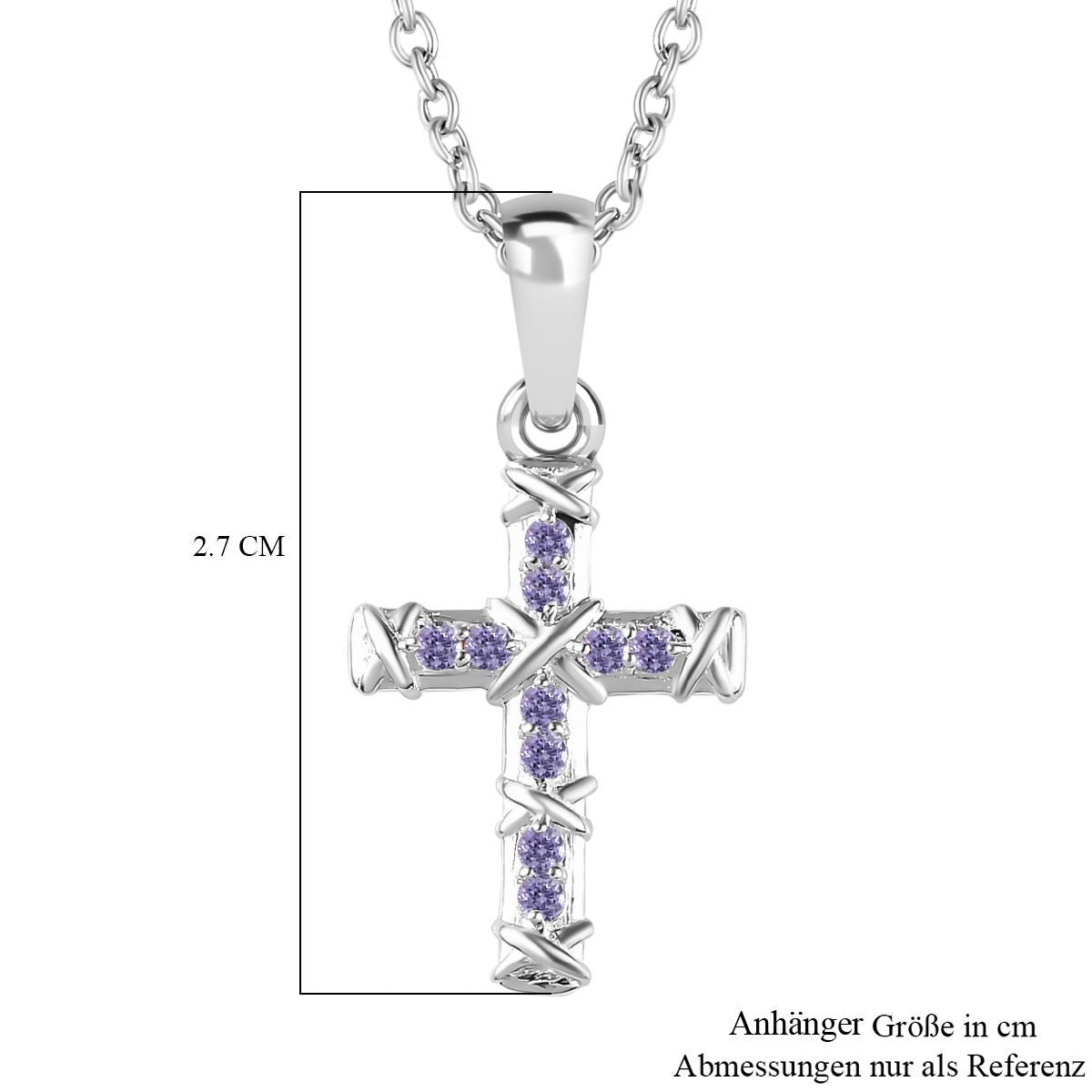 Blauer Zirkonia Anhänger mit Kette, 925 Silber und 316L Edelstahl