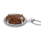 Skript Stein Anhänger mit Kette, Edelstahl, ca. 17.63 ct