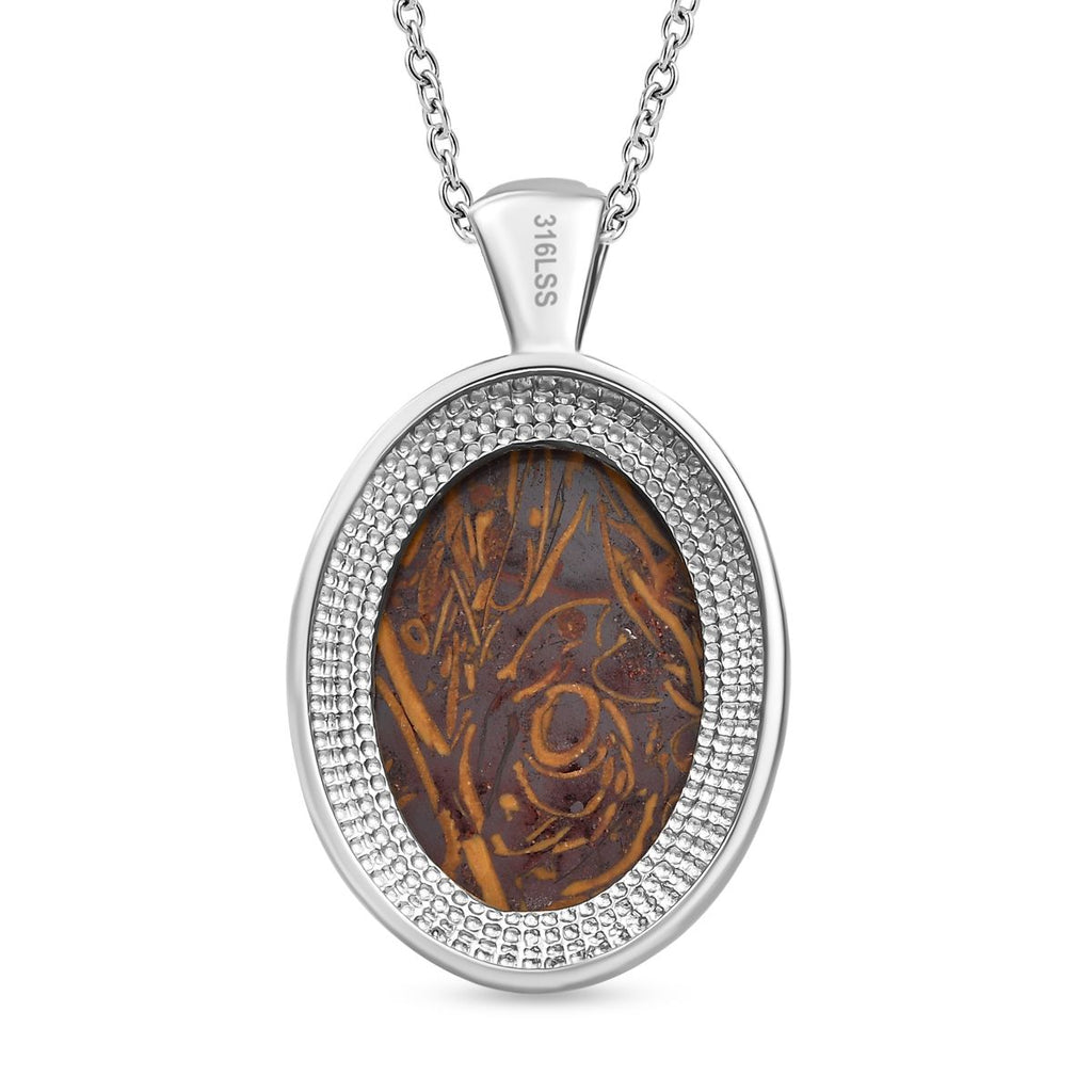 Skript Stein Anhänger mit Kette, Edelstahl, ca. 17.63 ct