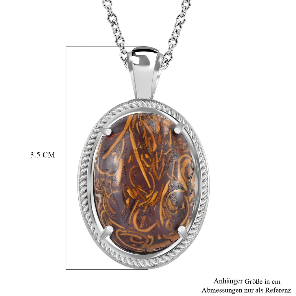 Skript Stein Anhänger mit Kette, Edelstahl, ca. 17.63 ct