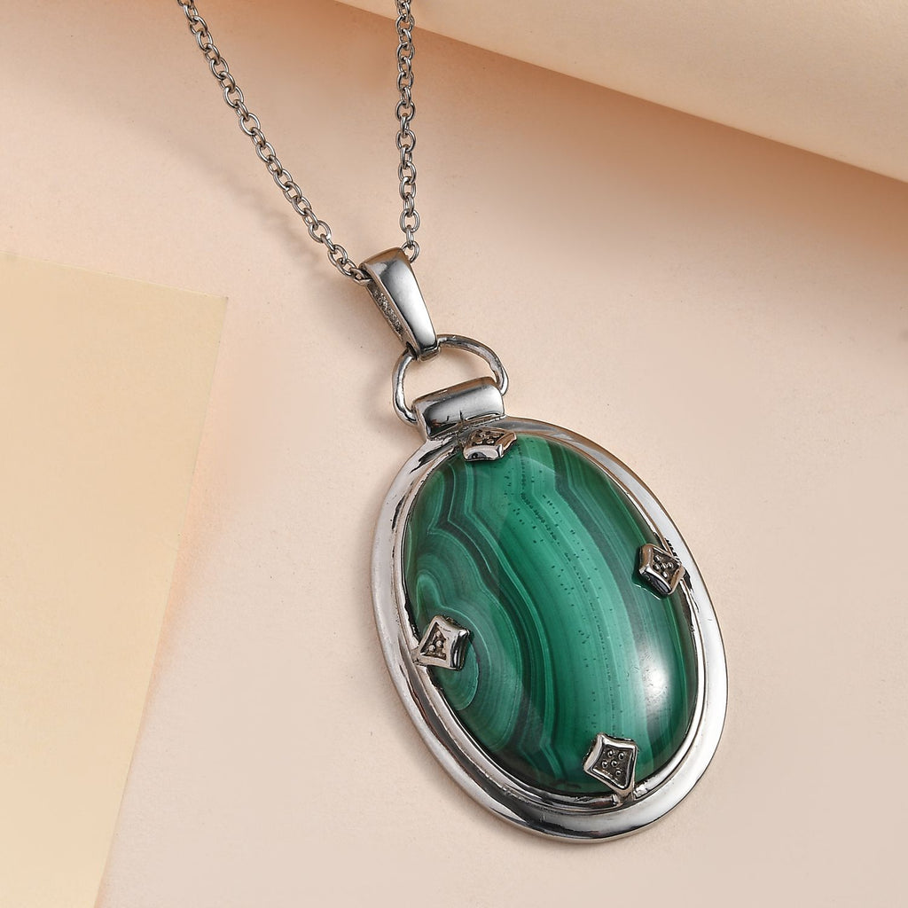 Malachit Schmuckset  Edelstahl ca. 38,64 ct.