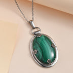 Malachit Schmuckset  Edelstahl ca. 38,64 ct.