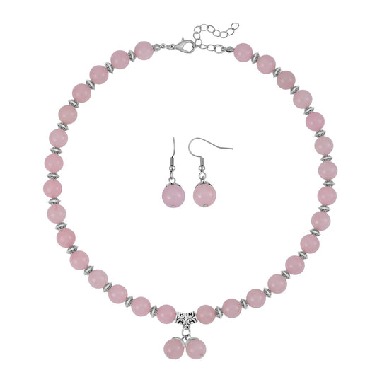 Rosenquarz Schmuckset 925 Silber Antik-silber-Plattierung und Legierung Antik-silber-Plattierung ca. 300.00 ct