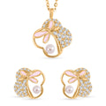 Weiße Muschelkernperle und Zirkonia-Schmuckset - 0,52 ct.