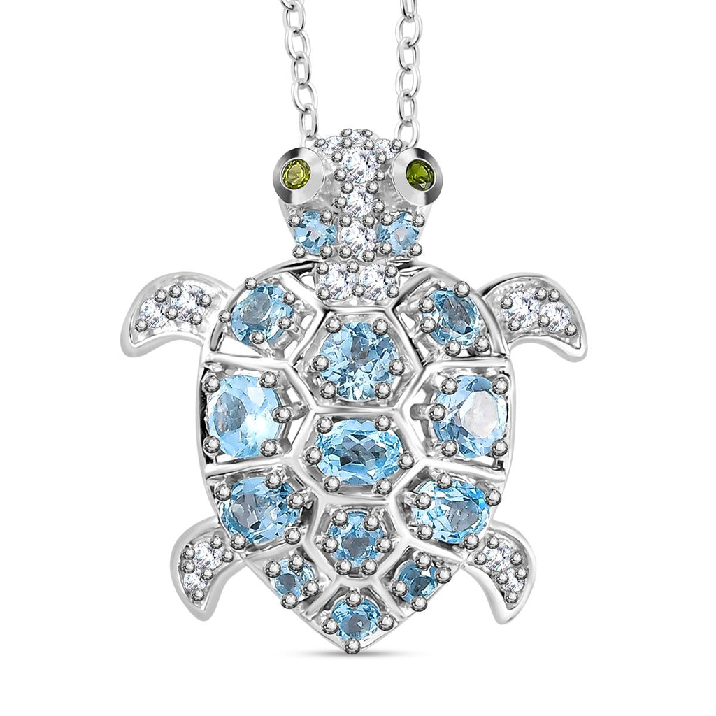 AA Schweizer Blautopas Schmuckset 925 Silber rhodiniert ca. 2,58 ct.