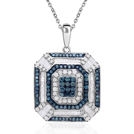 Weißer Diamant Anhänger mit Kette, 925 Silber platiniert ca. 1.47 ct