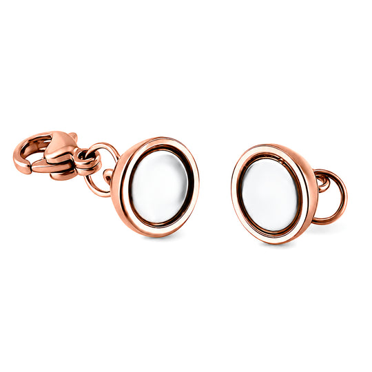 3er Set - Magnetverschluss Rundform, mit Karabinerverschluss, 316L Edelstahl, Rosévergoldet, ca. 9.30g