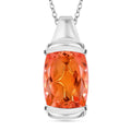 Padparadscha Quarz Triplette Anhänger mit Kette, ca. 50 cm 925 Silber rhodiniert ca. 19,00 ct.