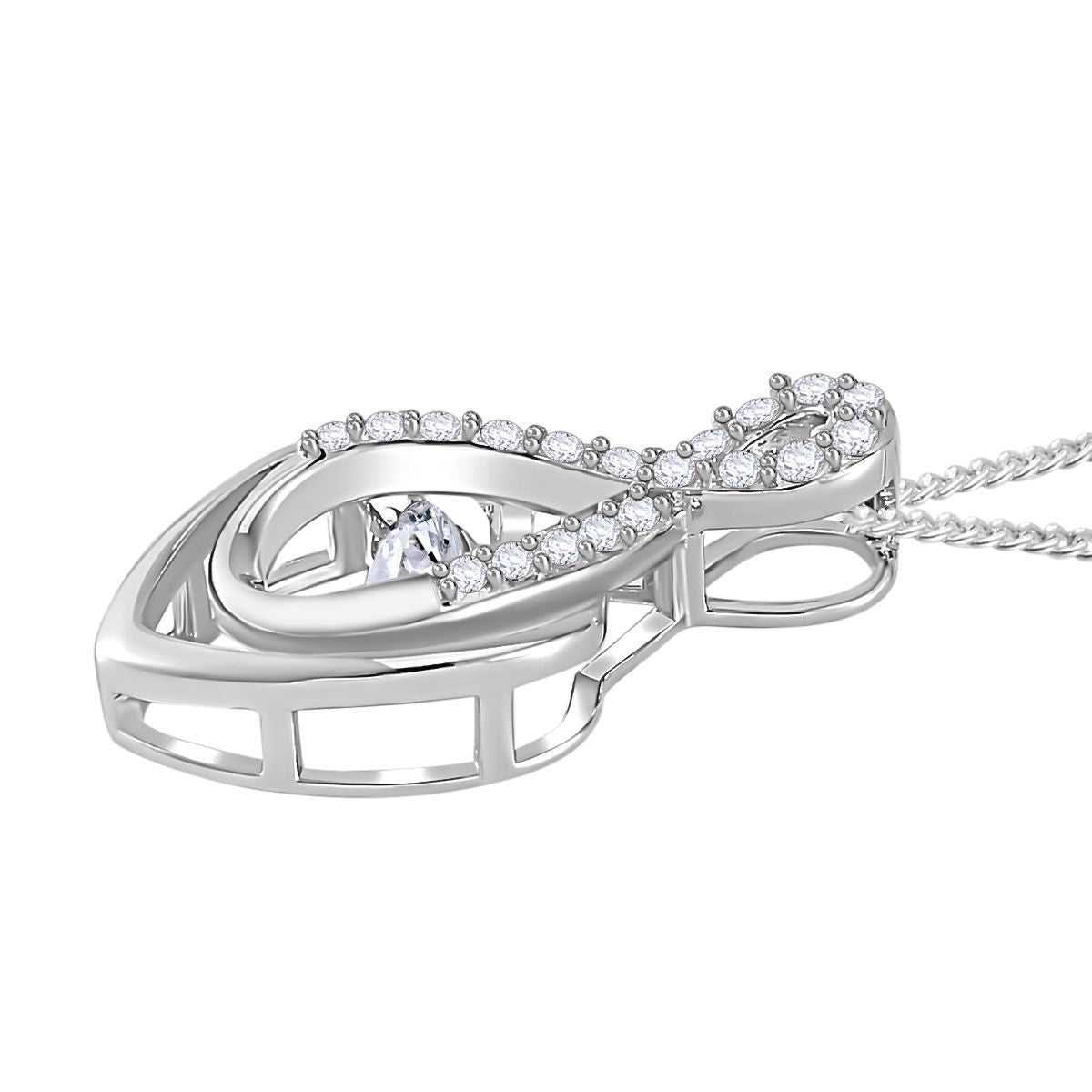 Moissanit Anhänger mit Kette, 925 Silber platiniert, 925 Silber rhodiniert ca. 0.72 ct
