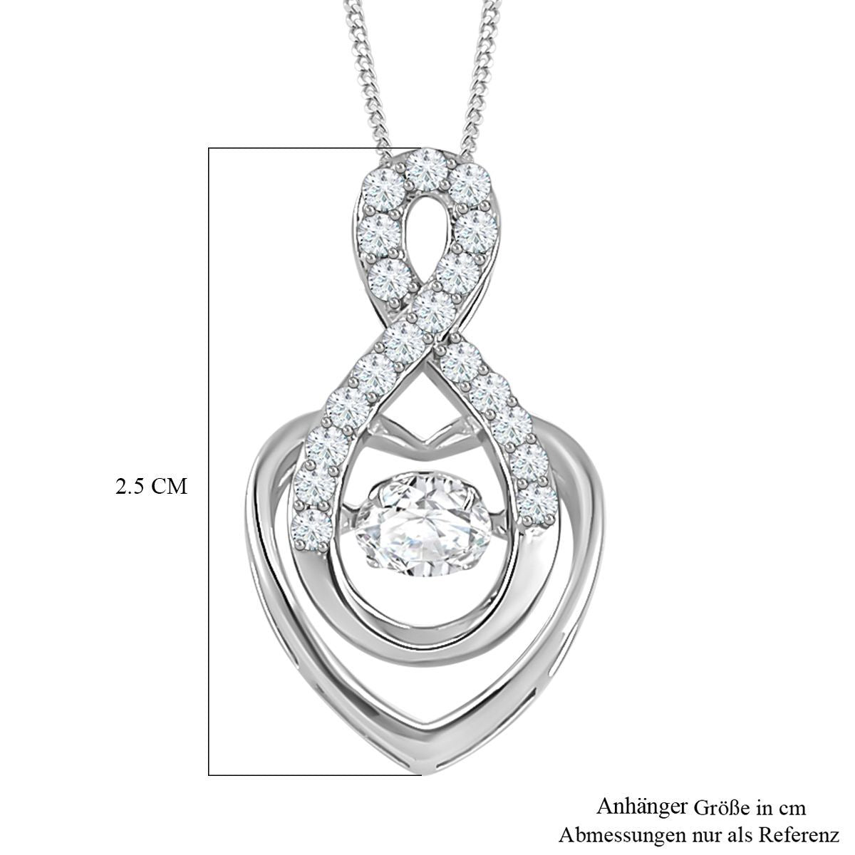 Moissanit Anhänger mit Kette, 925 Silber platiniert, 925 Silber rhodiniert ca. 0.72 ct